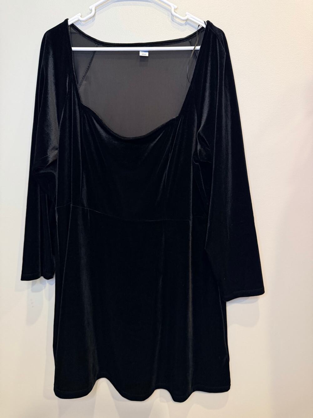 Old Navy XXL Petite Black Velour Blouse Shirt Dress Plus Size Short Sleeve PXXL